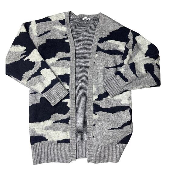 white birch Sweaters - White Birch Gray Black Camo Open Front Cardigan Sweater Women’s S Cozy Kni